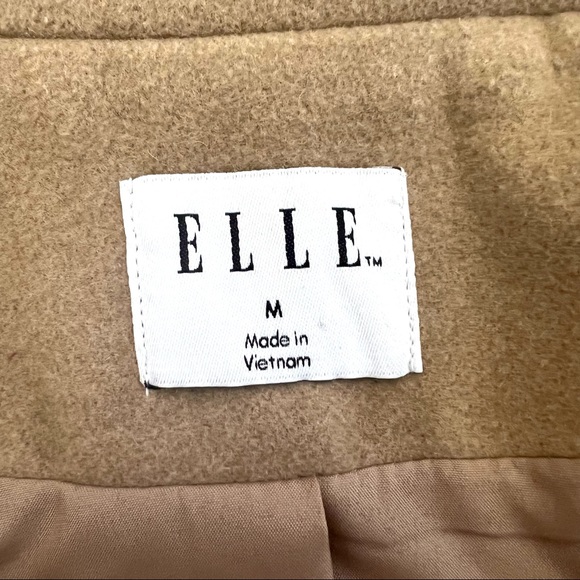 Elle Wool Blend Tan Black Colorblock Long Vest J-15 - Picture 9 of 14